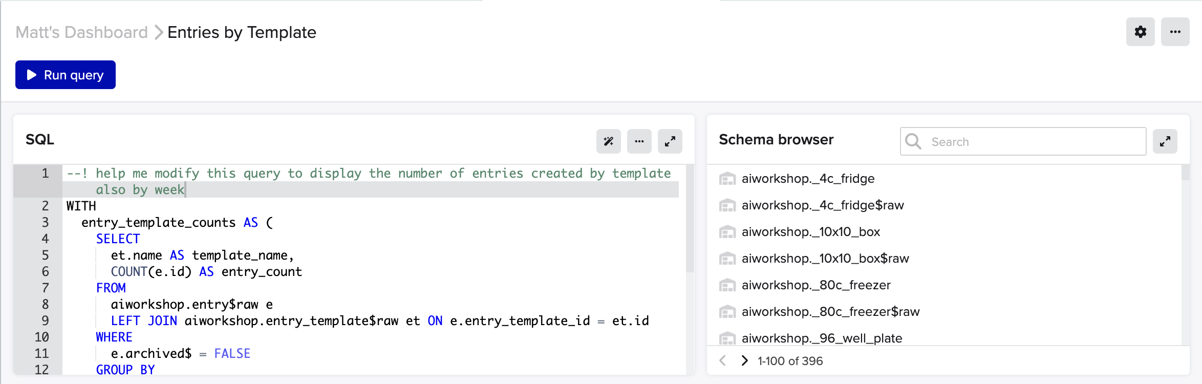 Insights sql assistant benchling