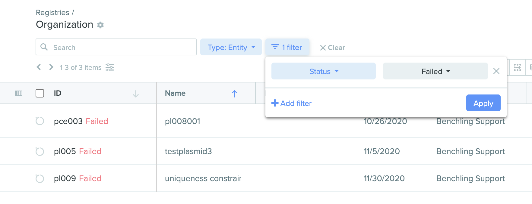 Validate Registry data [Enterprise] – Benchling